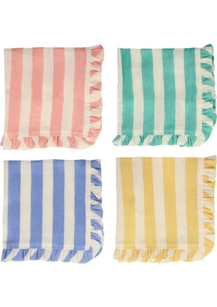 - Stripe Ruffle Napkins - Şerit Fırfırlı Kumaş Peçeteler - 4'lü