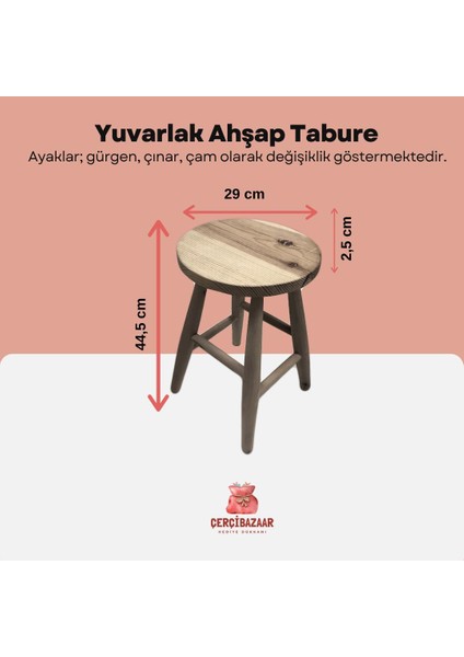 Yuvarlak Ahşap Tabure