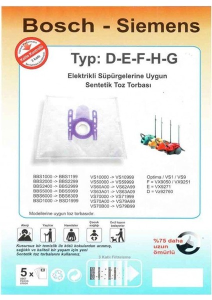 Bosch Bsgl 32000 Toz Torbası Bez 20 Adet