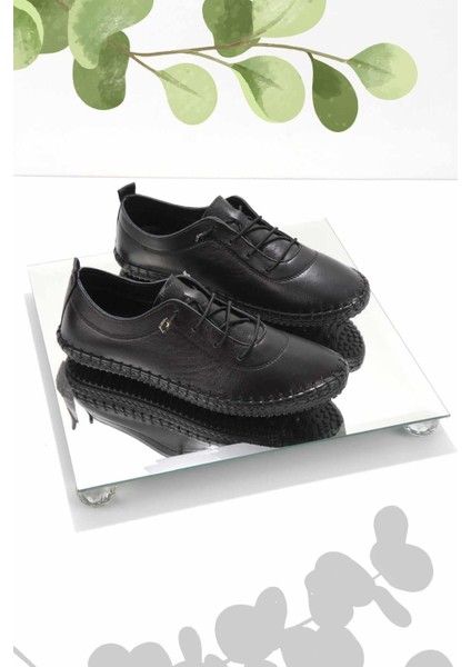 Siyah Deri Kadın Casual Ayakkabı K01272000403