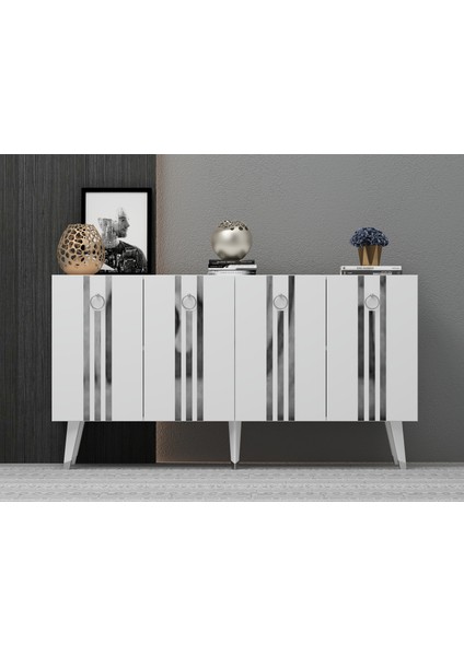 150 cm Işıl Konsol Beyaz-Gümüş