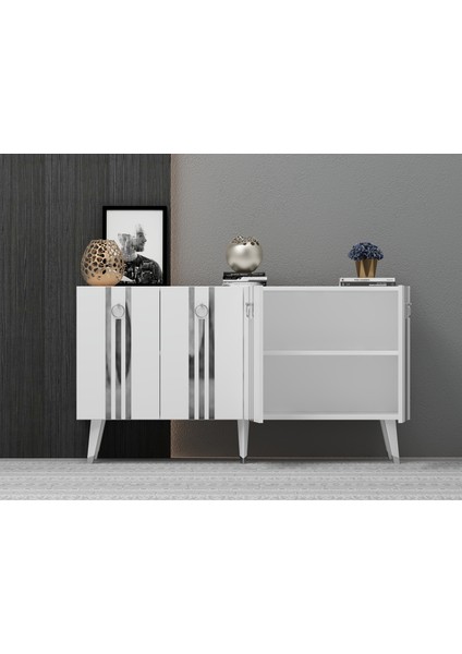 150 cm Işıl Konsol Beyaz-Gümüş