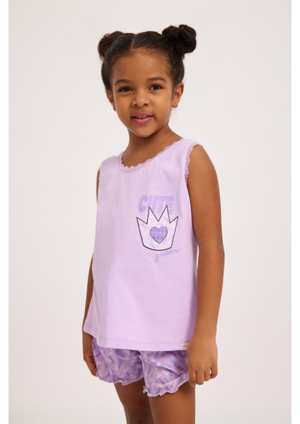 Lavender Kız Çocuk Dantelli Pijama Üst Lila