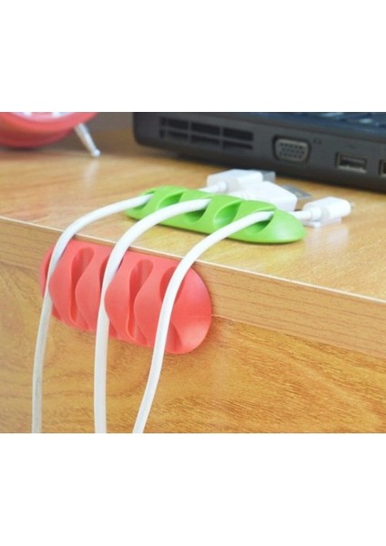 3lü Kablo Organizer - Kablo Tutucu 5 Kanallı / Siyah - 3 Paket x 3 Adet