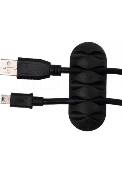 3lü Kablo Organizer - Kablo Tutucu 5 Kanallı / Siyah - 3 Paket x 3 Adet