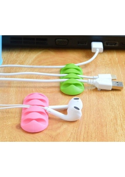 3lü Kablo Organizer - Kablo Tutucu 5 Kanallı / Siyah - 3 Paket x 3 Adet