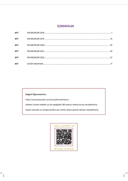 Veri Yayınları Ayt Fen Bilimleri Son 5 Yıl Video Çözümlü Orijinal Çıkmış Sorular ve Çözümleri 2023