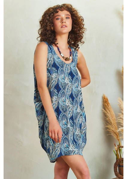 Bohem Stil Kısa Salaş Tunik Elbise