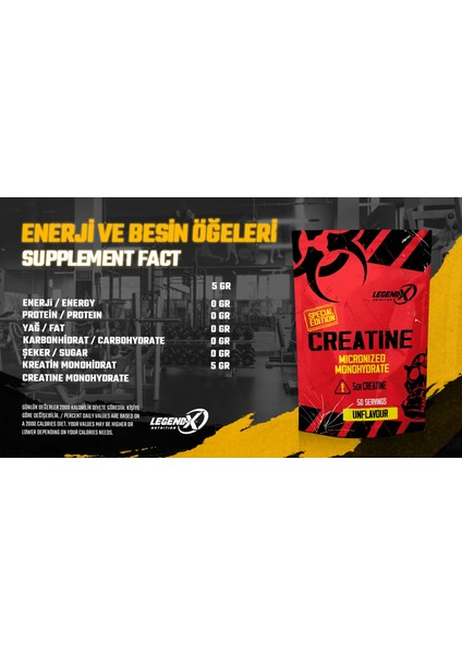 Legend-X Kreatin Monohidrat Amino Asit Aromasız 50 Servis 250 Gr fiyatları