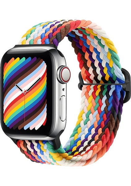 Apple Watch Se 2022 44 mm Için Esnek Örgülü Kumaş Kordon Kayış - KY45-2