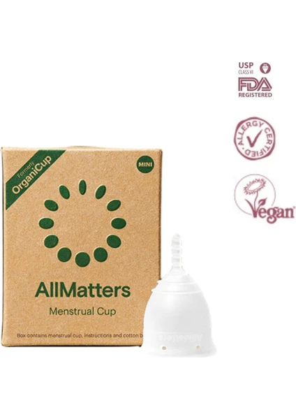 AllMatters (OrganiCup) Menstrual Cup Model Mini Regl Kabı - Adet Kabı - Menstrual Kap