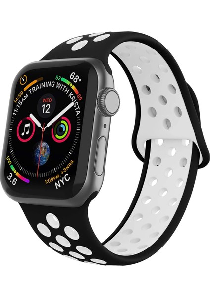 Apple Watch Se 2022 44 mm Için Delikli Silikon Kordon Kayış - KY41