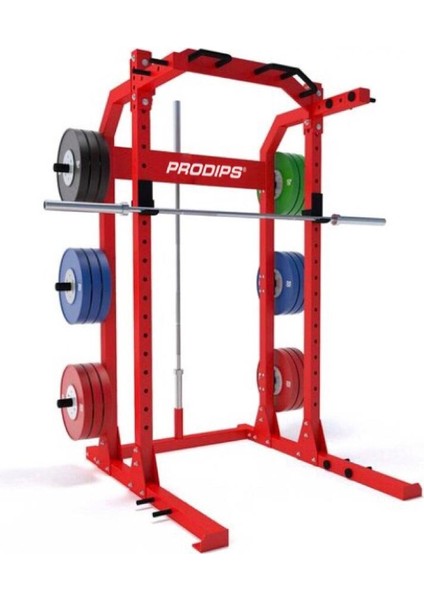 Power Squat Kafes Rack Çalışma ve Plaka Depolama Istasyonu Red