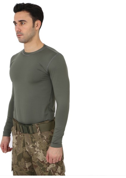 Haki Kısa Kol Microfiber T-Shirt - Sporcu Tişörtü modelleri