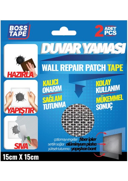 Duvar Delik Yaması Sıva Kolaylığı 2 Adet 15cmx15cm