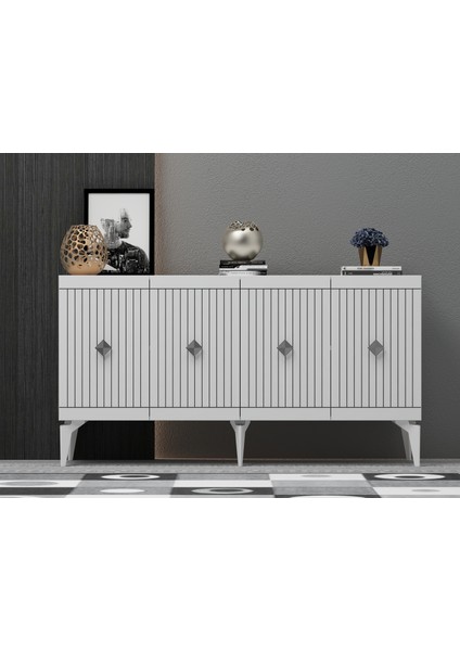 150 cm Midas Konsol Beyaz-Gümüş