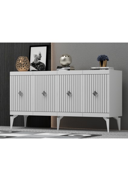 150 cm Midas Konsol Beyaz-Gümüş fiyatları