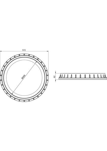 Rögar Kapağı Yuvarlak Kapak(Daire) + Çerçeve (El TUTMALI)500MM