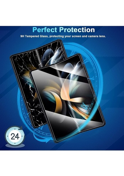 MTK Moveteck Samsung Galaxy Z Fold 4 Uyumlu Ön Arka 3in1 Ekran Arka Kasa ve Kenar Koruyucu Film 360 Derece Tam Kaplar Clearcrystal Şeffaf Fullbody