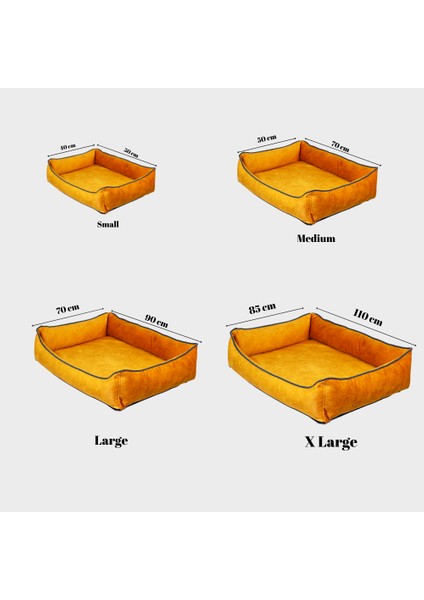 Orthopad Tam Ortopedik Visco Minderli Fermuarlı Yıkanabilir Kılıflı Kedi ve Köpek Yatağı Sarı