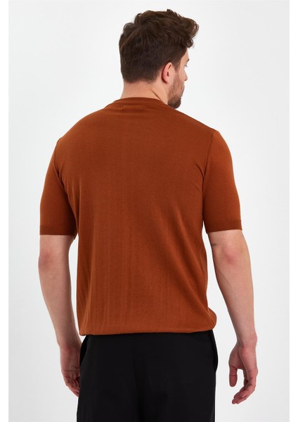 Kiremit Erkek Yarım Balıkçı Düz Triko T-SHIRT-TRZ19129R07S