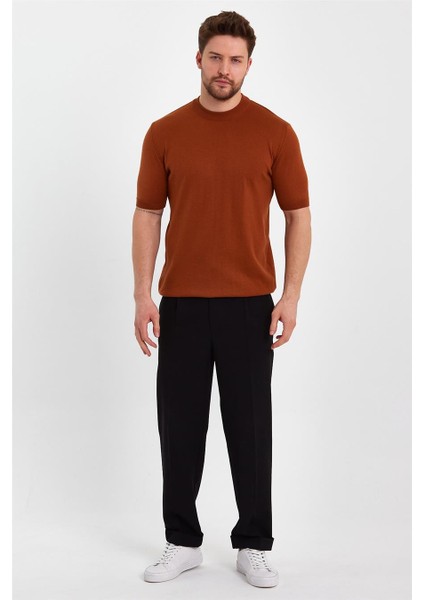 Kiremit Erkek Yarım Balıkçı Düz Triko T-SHIRT-TRZ19129R07S