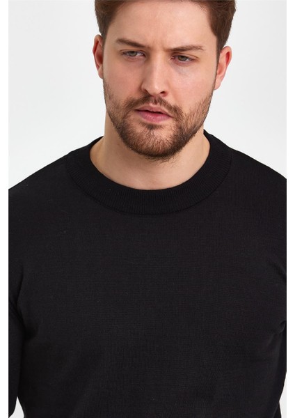 Siyah Erkek Yarım Balıkçı Düz Triko T-SHIRT-TRZ19129R05S