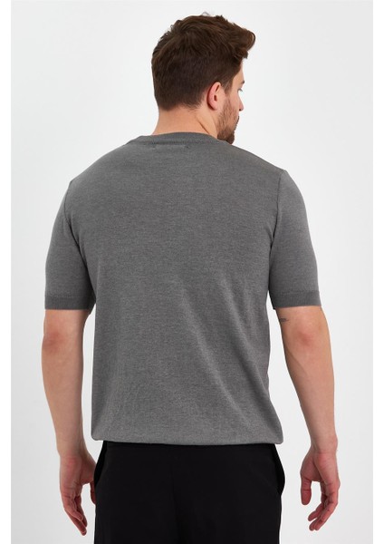 Füme Erkek Yarım Balıkçı Düz Triko T-SHIRT-TRZ19129R14S