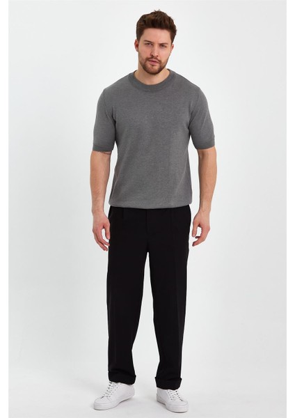 Füme Erkek Yarım Balıkçı Düz Triko T-SHIRT-TRZ19129R14S