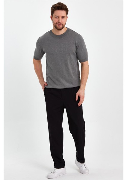Füme Erkek Yarım Balıkçı Düz Triko T-SHIRT-TRZ19129R14S