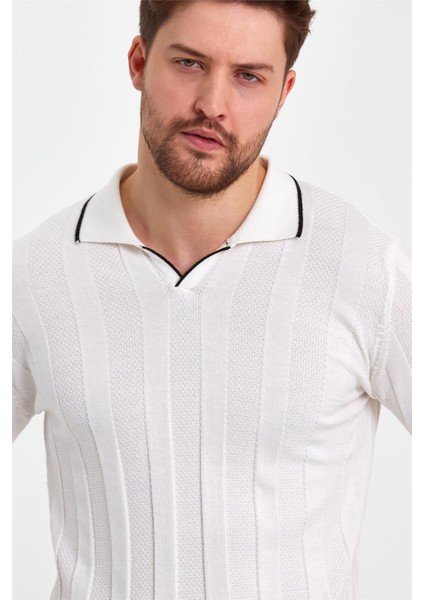 Beyaz Erkek Polo Yaka Çizgili Triko T-SHIRT-TRZ19109R05S fiyatları
