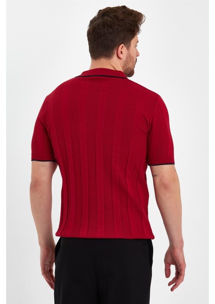 Kırmızı Erkek Polo Yaka Çizgili Triko T-SHIRT-TRZ19109R02S indirimleri
