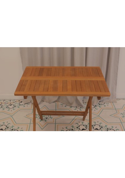 60x80cm Ahşap Balkon/ Bahçe 5'li Katlanabilir Set (4 Sandalye 1 Masa)