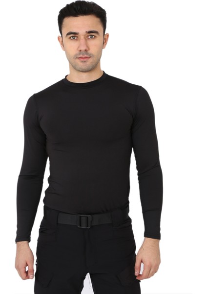 Bej Uzun Kol Microfiber T-Shirt - Sporcu Tişörtü