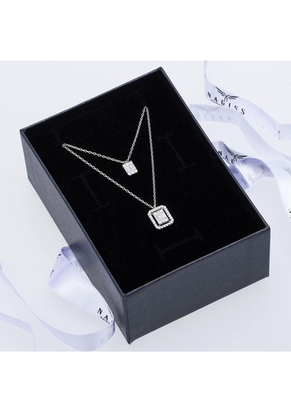 Baget Taşlı 925 Ayar Gümüş İkili Kadın Kolye fiyatları