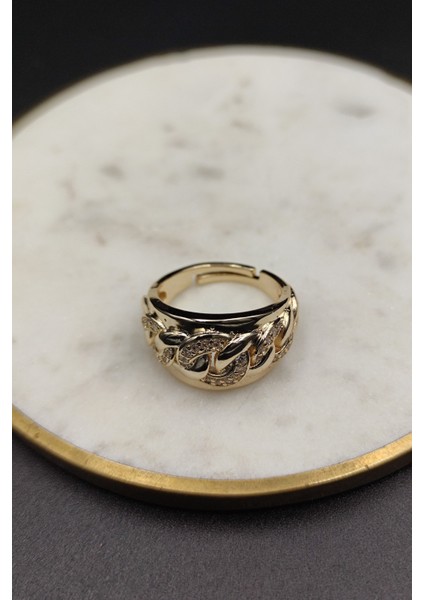 Plaka Üzeri Taşlı Zincir Yüzük Gold fiyatları