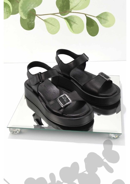 Siyah Leather Kadın Sandalet K05906500503