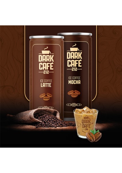 Dark Café 212, Soğuk Kahve, Latte, 250 ml (12'li Paket, 12 adet x 250 ml)