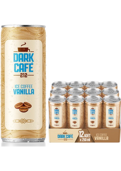 Dark Café 212, Soğuk Kahve, Vanilla, 250 ml (12'li Paket, 12 adet x 250 ml)