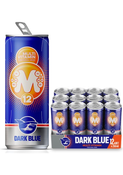 Dark Blue Multivitamin Enerji İçeceği, 250 ml (12'li Paket, 12 adet x 250 ml)