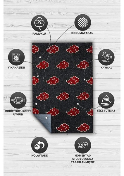 Akatsuki Clan Kırmızı Siyah Renkli Halı Anime Sever Hediyelik Halı Dokuma Anime Halısı fırsatları