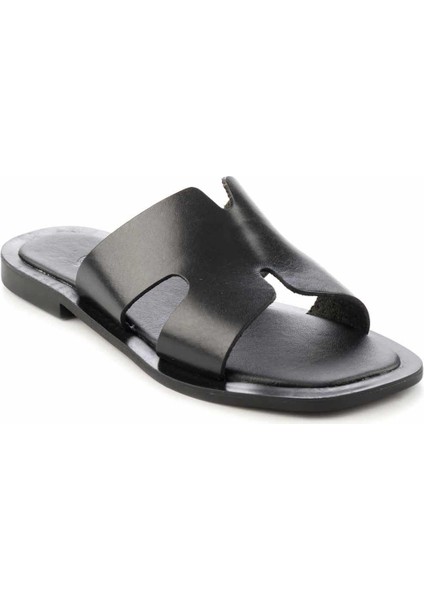 Siyah Leather Kadın Terlik Hakiki Deri Günlük Kullanım İçin Düz Topuklu modelleri