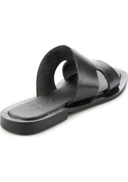 Siyah Leather Kadın Terlik Hakiki Deri Günlük Kullanım İçin Düz Topuklu fırsatları