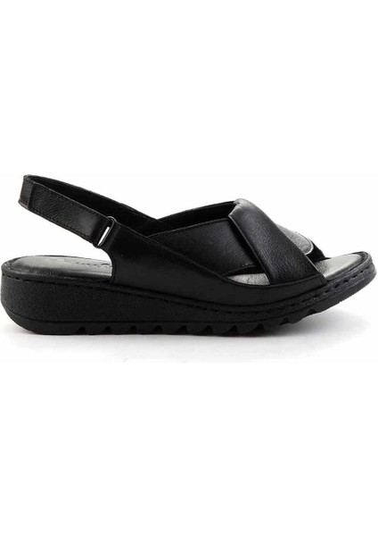 Siyah Leather Kadın Sandalet K05907001803