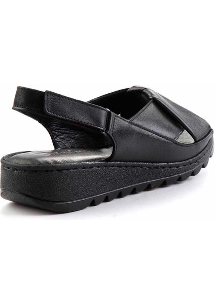 Siyah Leather Kadın Sandalet K05907001803
