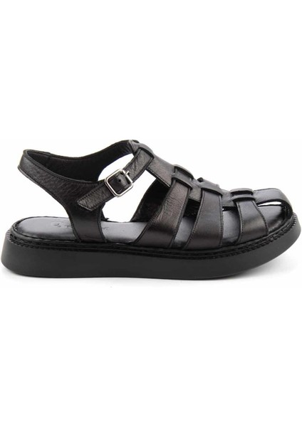 Siyah Leather Kadın Sandalet K05529088003 fiyatları