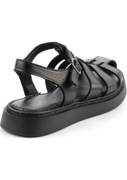 Siyah Leather Kadın Sandalet K05529088003 fırsatları