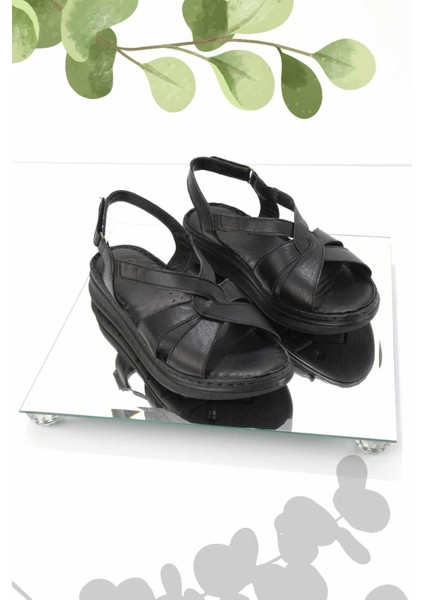Siyah Leather Kadın Sandalet K05827153003