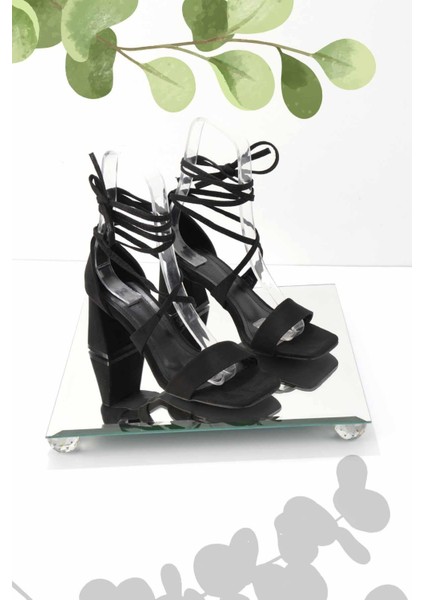 Siyah Süet Kadın Klasik Topuklu Ayakkabı K01215080702