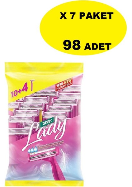 Lady Çift Bıçaklı 10+4 Lü 7 Paket-98 Adet